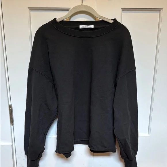 Perfectwhitetee Zayne French Terry Long Sleeve Pullover in Vintage Black - Picture 2 of 6